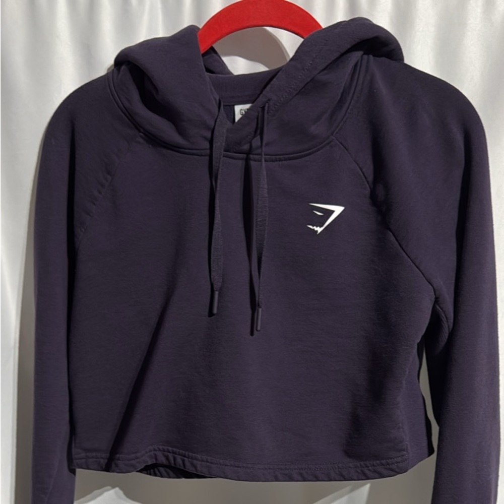 Gymshark Purple fleece hooded crop women size s